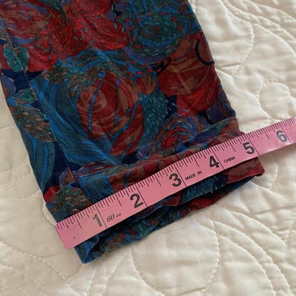 Sessun Lazy River Pants Size 36 Floral Pleated Cuffed Corduroy Casual Office - Picture 5 of 12